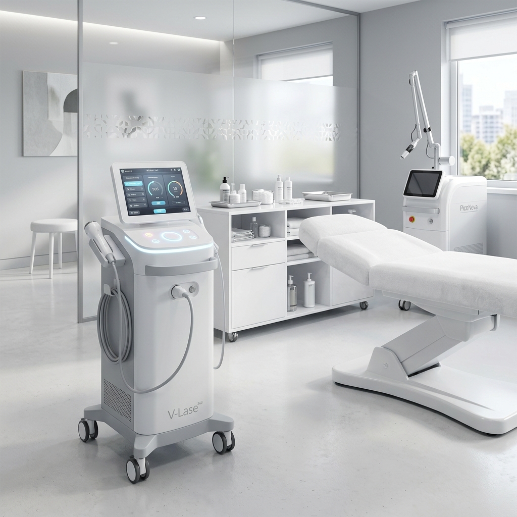 Gabinete de estética moderno con equipamiento médico de alta tecnología